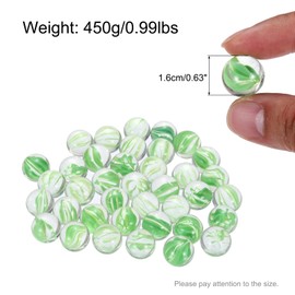 MECCANIXITY Glass Beads,1set Round Glass Gemstone Green 0.60lbs (0.63") Glass Marbles Pebbles for Vase Fillers Aquarium Decor DIY Craft