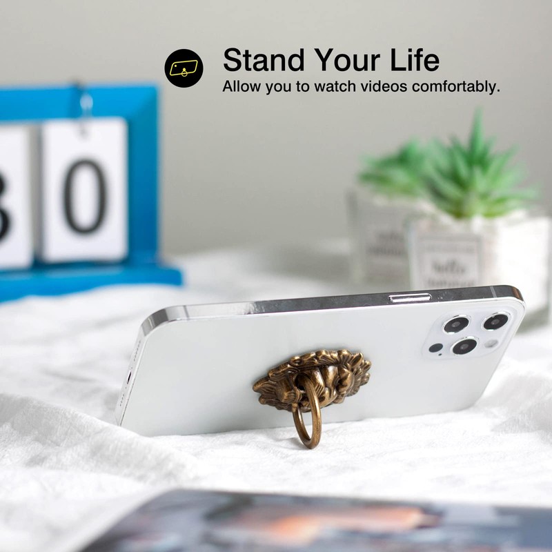 [2 Pack] Lion Head Cell Phone Ring Holder Stand, Finger