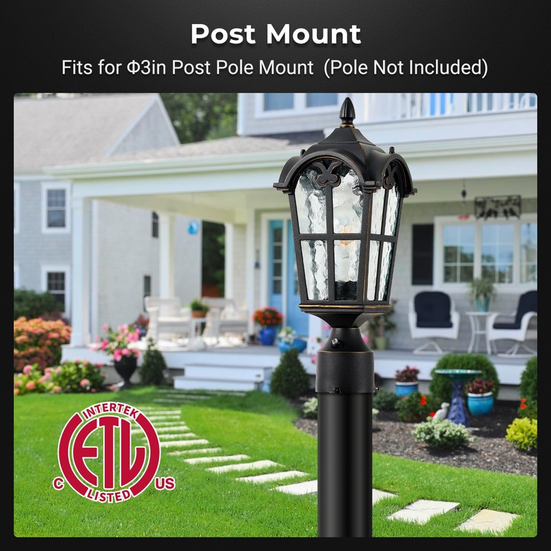 VIANIS Outdoor Post Lights 2 Pack, Black Dusk to Dawn