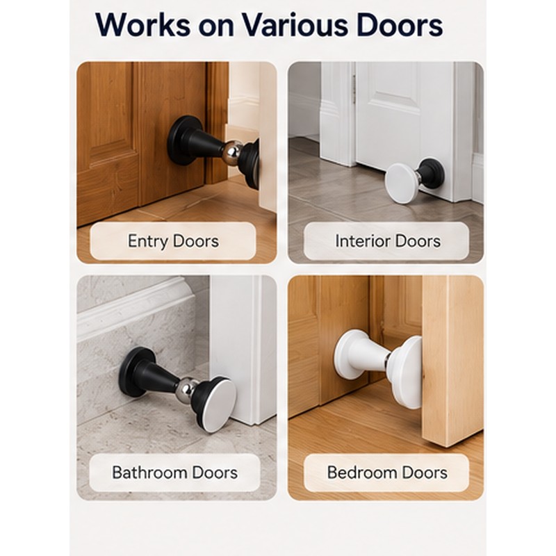 No-Drill Door Stopper for Home Doors – Silicone Anti-Collision Design