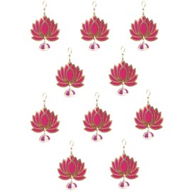 VRB DecTM Pack of 6 Pcs Lotus Hangings for Decoration/Hanging for Decor | Pooja Decor | Diwali Decor | Wedding and All Festival Decor | Decorative Pooja Room Temple Decoration|Temple Decor (Pink, 6)