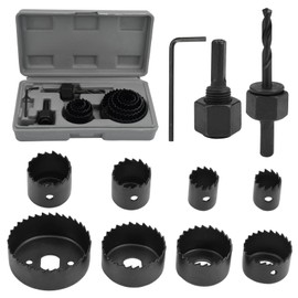 Hole Saw Set, 19 mm - 64 mm Hole Saw Hole Drill Set, Hole Drill Wood Hole Saw Set, Drilling Set for Precise Drilling of Holes in Wood, PVC Panels, Plastic Plate Drilling