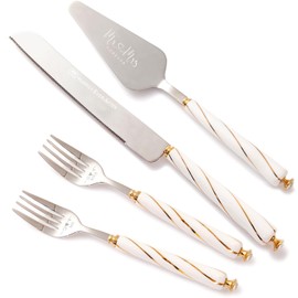 Juego de corte de pasteles para bodas, cuchillos y servidores, 4 piezas para regalos de señor y señora, para bodas, despedidas de soltera, regalos de compromiso