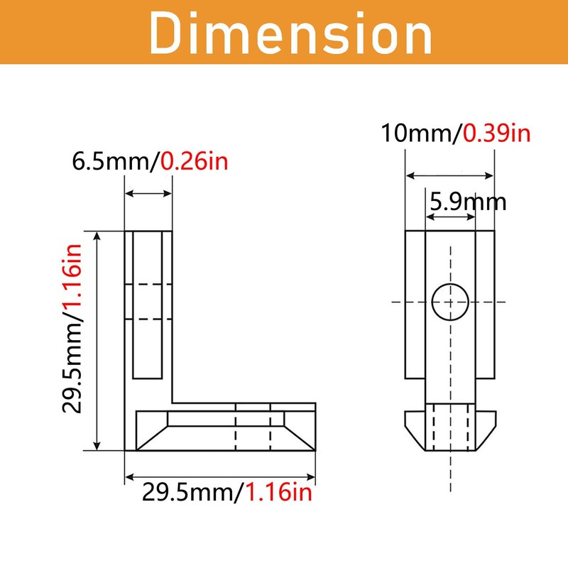 12 Sets 1010 Series Aluminum Extrusion L-Shape Inside Corner Connectors,12pcs