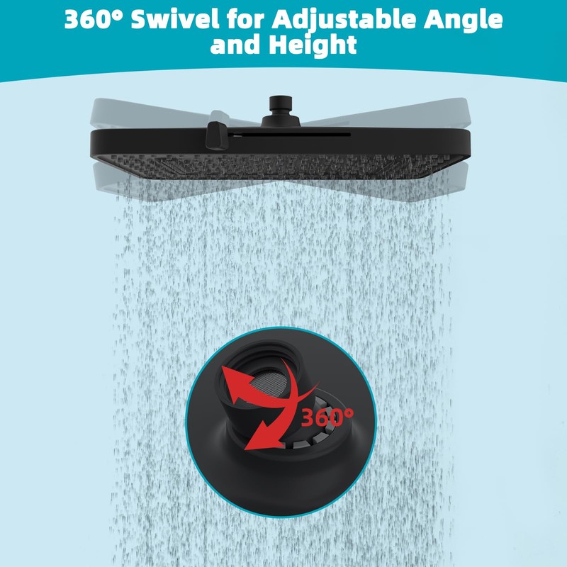Hibbent 5 Spray Modes Shower Head, 13'' High Pressure Rain