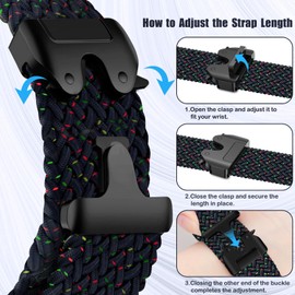 KeHowy 20 mm Nylon Strap for Garmin Vivoactive 5/6/Forerunner 165/165 Music/245/245 Music/645/645 Music/570 42 mm, Braided Replacement Strap for Garmin Venu Sq 2/Venu 2 Plus/Approach S50/S44 - Blue #2