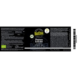 Papaya Extract Capsules Organic High Dose 120 Capsules Proteolytic Activity Plant Extract Bottled and Controlled in Germany (DE-ÖKO-005)