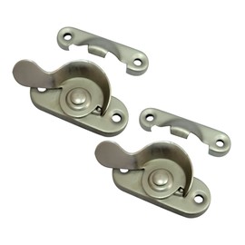 QCAA Steel Window Sash Lock, CTC 2", Satin Nickel, 2 Pack, Made in Taiwan
