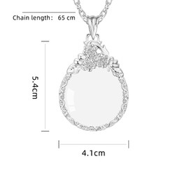 Magnifying Glass Necklace, 3x Magnifier, Magnifying Glass Pendant, Women's, Stylish, Sweater Chain, Glitter, Rhinestone Included, Women's, Loupe, Collar, Long Neckline, Reading Magnifying Glass,