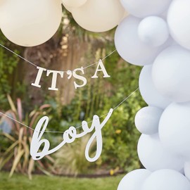 Ginger Ray Hello Baby It's a Boy White & Blue Eco Friendly Bunting-1.5m
