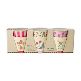 Rice Small Melamine Cups Children's Cups Pink Happy Forest Prints – Pack of 6