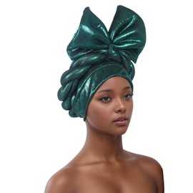 Exquisite Handcrafted Gele Headgear: African Turban Hats for Weddings and Parties (US, Numeric, 5 1/8, 6 1/4, Dark Green)