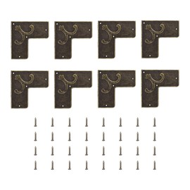 uxcell 8pcs Vintage Flat Corner Bracket 2.1"x2.1" Decorative Metal Desk Corner Protector with Screw for Box Cupboards Decorative Furniture Bronze