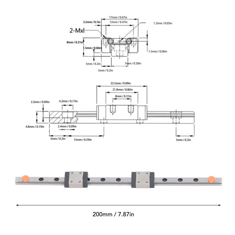 MGN7C Linear Guide Rail High Accuracy 4 Point Contact Smoothly