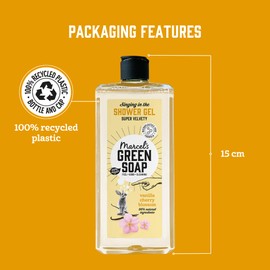 Marcel's Green Soap - Shower Gel Vanilla & Cherry Blossom - Microplastic-Free - 100% Recycled Plastic Bottle - 99% Biodegradable - 100% Vegan