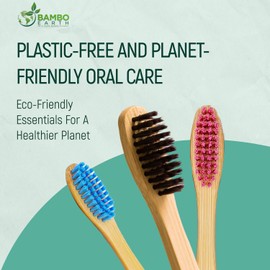 4 Pack Bamboo Toothbrush With Travel Case & Stand - 100 % Natural Vegan Biodegradable Organic Wooden Toothbrushes With Eco Friendly & Charcoal BPA Free Bristles Smooth Wood Handle Zero Waste Packaging