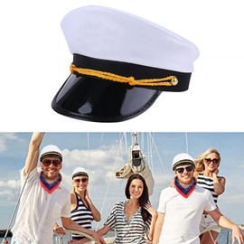 AUZOEYTOYK Navy Hat Cosplay, Set of 2, Halloween, Cosplay Costume, Sailor Hat, Scarf, Sailor, Captain, Disguise Costume, Party, Ball, Uniform, Captain, Crew, Costume Parent and Child Pair, 22.0 - 23.2