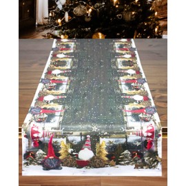 Kamaca Table Runner 40 x 140 cm with High-Quality Print Motif, Kitchen Dining Table Eyecatcher, Autumn, Winter, Christmas (Gnome)