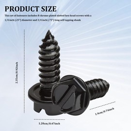 QZTYTY 4PCS License Plate Screws, License Plate Fasteners, Stainless Steel License Plate Screw Kit, Car Accessories License Plate Bolts Universal for Front and Back License Plates (Black, 4PCS)