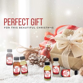 Christmas Gift -Essential Oils Holiday Set Pack of 6 in 1 oz Clear Glass Bottles and Black Cap