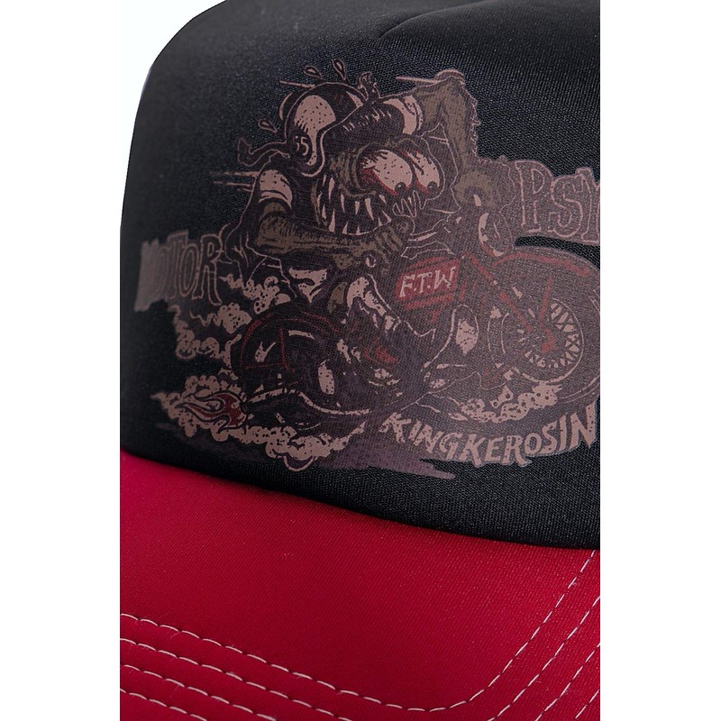 King Kerosin Mens Moto Psycho Baseball Cap, Red, One Size,