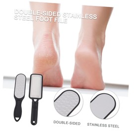 WOONEKY 2pcs Double-sided Stainless Steel Foot Scrubber Ergonomic Callus Exfoliator Dead Skin Remover for Feet Non- Handle Space-saving Design for Use