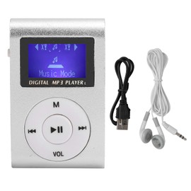 Audio Player, MP3 Player, Music Player, Mini Player, Digital Audio Player, SD Card Compatible, Earphones Included, 32 GB 0.1 inch (3.5 mm) Jack Plug (Silver)