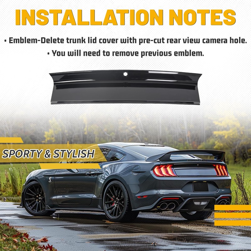 KUAFU Rear Decklid Panel Trim Compatible with 2015-2023 Ford Mustang