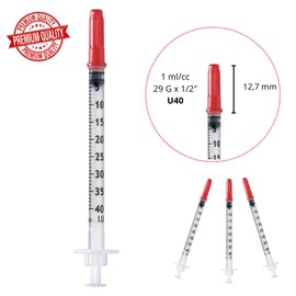 Pack of 100pcs 1 ml/cc U40 Plastic Tube 29G (0.33 x 12.7 mm), Multi-Purpose Measuring Tools, Individually Packed (29G 1/2 Inch)