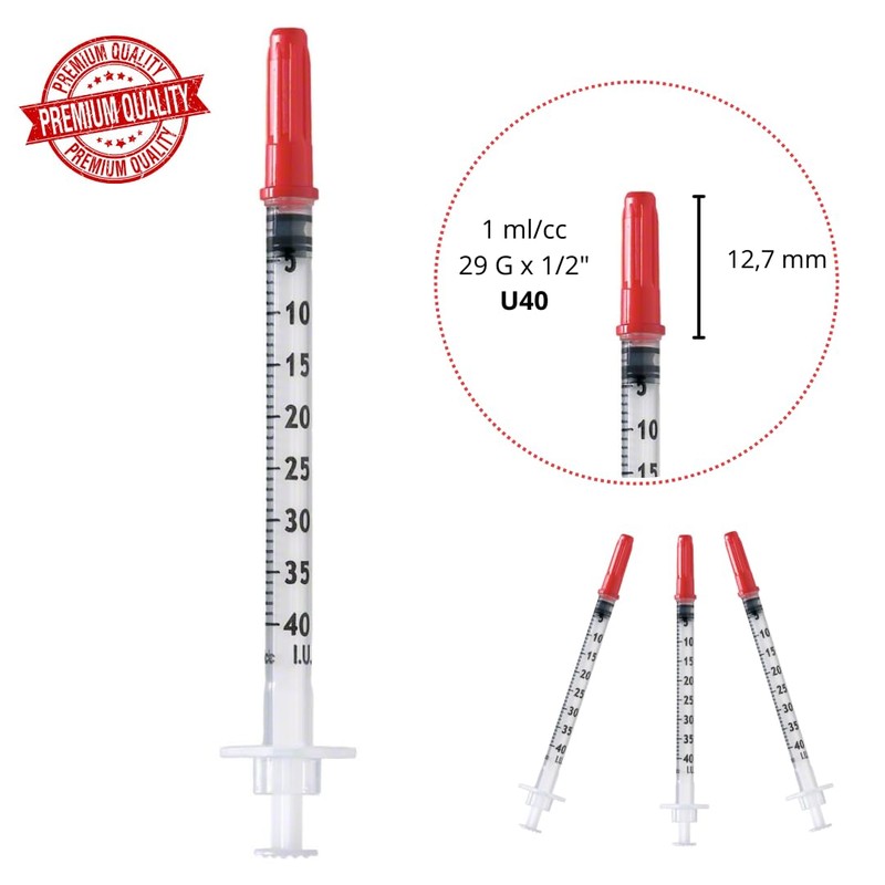 Pack of 100pcs 1 ml/cc U40 Plastic Tube 29G (0.33