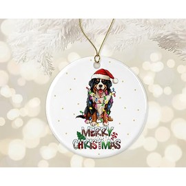 Bernese Mountain Dog Ornament, Merry Christmas Dog Ornament, Dog Adoption Gift, First Christmas Ornament, Dog Memorial, Bernese Mountain Dog Ceramic Ornaments Printed on Both Sides