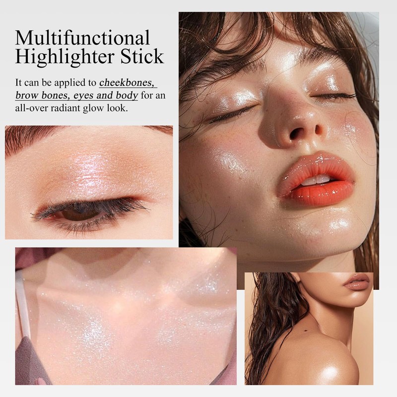 KYDA Highlighting Stick, Diamond Glitter Highlighter Makeup, Long-Lasting Wear Shimmer