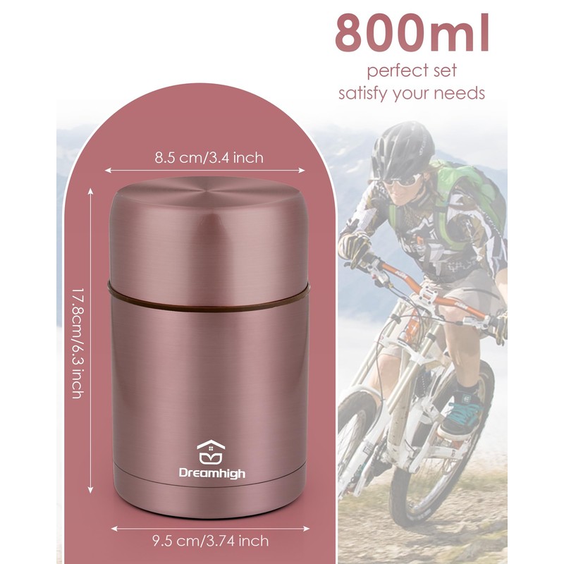 Dreamhigh® Thermal Food Container, 800 ml, Stainless Steel Food Warming