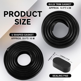Frienda Basement Door Weather Strip Kit 33 ft U Shaped Gasket and 13 ft Bulb Trim Gasket Rubber Door Seal Strip Bottom Door Weatherstrip for Window Garage Weatherstripping