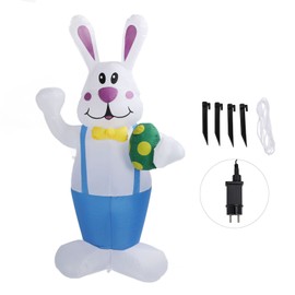 Inflatable Bunny Yard Decoration 6.2ft with LED Lighting Cute Easy Setup Blow Up Outdoor Decoration for Easter Christmas EU Plug 220V