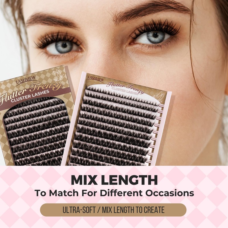 LASHVIEW LASHVIEW Lash-Extension-Clusters 182pcs D Curl Lash Clusters Natural Look