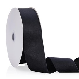 Cinta de terciopelo negra de 2 pulgadas, cinta de terciopelo continua de doble cara de 20 yardas, uso para adornos de árbol de Navidad, envoltura de regalos, fabricación de lazos, decoración de