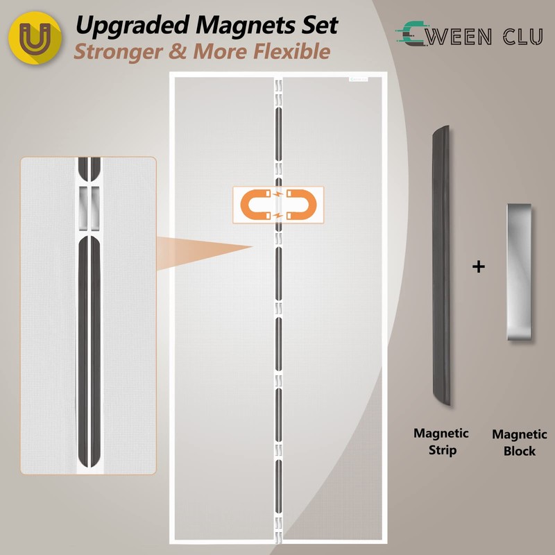 CWEEN CLU Magnetic Fly Screen Door, 120 x 210 cm,