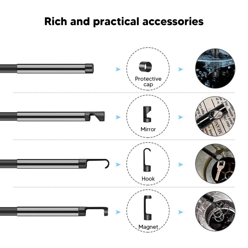 Dual Lens Industrial Endoscope ABS 1080P Digital Inspection Camera Waterproof