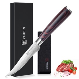 PAUDIN Utility Knife 5 Inch Kitchen Knife, Ultra Sharp High Carbon Stainless Steel Small Chef Knife with Sheath, Kitchen Utility Knife with Ergonomic Pakkawood Handle