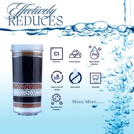 Aimex 8-Stage Water Filter with Activated Charcoal and KDF for a Balanced Water pH, Chlorine Reduction, and Heavy Metal Reduction - 3 Pieces