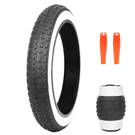 BALINGE 20x3.0 Electric Bike Tire Fat E-Bike Tires Heavy Duty High-Performance Wear-Resistant Mountain Snow Bicycle Tire，White Wall (1 Tire 2Levers)
