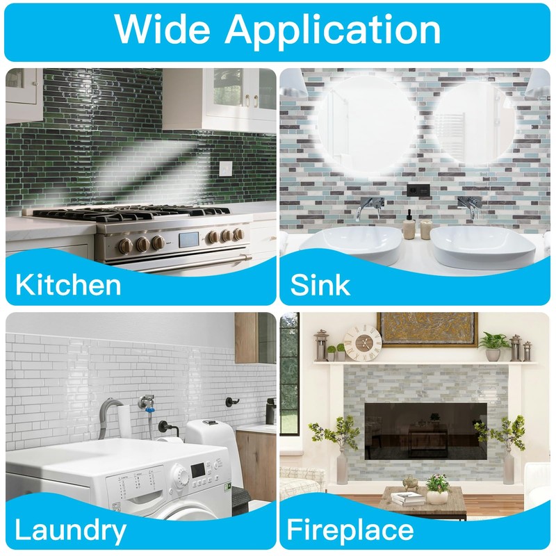 Art3d 10-Sheet Heavy-Duty Peel and Stick Backsplash, Waterproof Wall Tiles