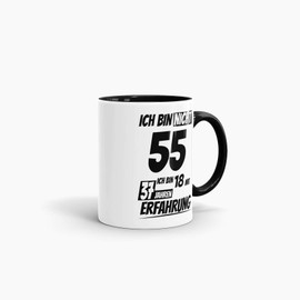 Geburtstags-Tasse "Ich bin 55 mit 37 Jahren Erfahrung" Innen & Henkel Schwarz/Geburtstags-Geschenk/Geschenk-Idee/Lustig/mit Spruch/Witzig/Spaß/Beste Qualität - 25 Jahre Erfahrung