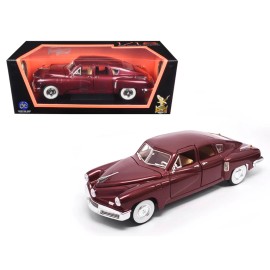 DCD 1948 Tucker Torpedo Burgundy 1/18 Scale Diecast Model Car Kid-friendly Metal & Plastic Toy Openable Doors Road Signature