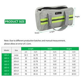 PENGGONG 165-4 16Inch Wear-resistant Maintenance Tool Emergency Storage Bag Multifunctional Portable Tool Bag Large Capacity Thickened Double Oxford Cloth Tool Storage Bag with Night Reflective Strip (Square Bag)
