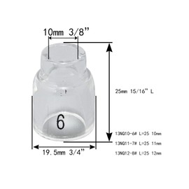 RIVERWELD TIG Quartz Nozzle Clear Glass Cups 13N10 6# 3/8" 9.5mm 13NQ10-6# for SR WP 9 17 18 20 25 26 TIG Welding Torches Pack of 4