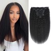 Yacurcur Kinky Straight Clip in Hair Extensions Kinky Straight Clip