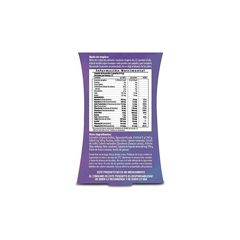 Princesas Multi-Vitaminas y Minerales Gummies Sin Azúcar Veganas Ingredientes 100%