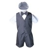 Dark Gray Baby Boy Toddler Eton 5pc Formal Vest Shorts